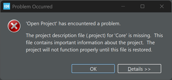 open project error